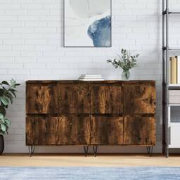 Berkfield Home Sideboards 2 pcs Smoked Oak Engineered Wood in Brown - thumbnail 2