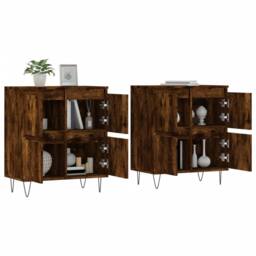 Berkfield Home Sideboards 2 pcs Smoked Oak Engineered Wood in Brown - thumbnail 3