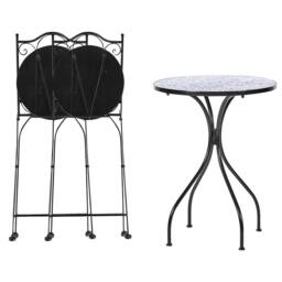 Wyld and Coco Vintage Mediterranean Bistro Set Black Powder Coat Iron Blue - thumbnail 7