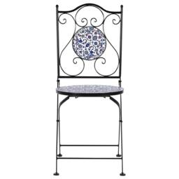 Wyld and Coco Vintage Mediterranean Bistro Set Black Powder Coat Iron Blue - thumbnail 5