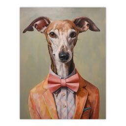"Wee Blue Coo Wall Art Print Smart As A Whippet Bow Tie Greyhound Living Room in Grey - Size: W18"" x H24""" - thumbnail 1