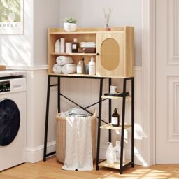 Costway Over The Toilet Storage Cabinet Bathroom Organizer Shelves-Natural in Natural - thumbnail 3