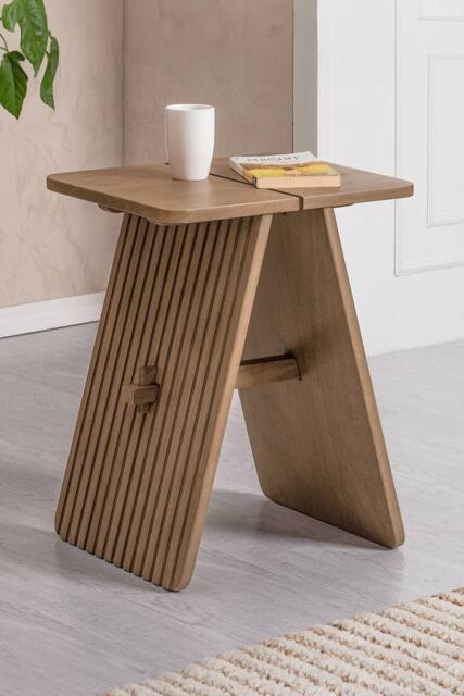 MH London Lohan Side Table Solid Wood Bedside Table for Living Room & Bedroom in Brown - image 1