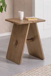 MH London Lohan Side Table Solid Wood Bedside Table for Living Room & Bedroom in Brown - thumbnail 1