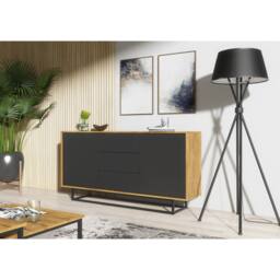 Creative Furniture Vista Loft Sideboard 140cm - Dark Oak & Black Doors - thumbnail 6