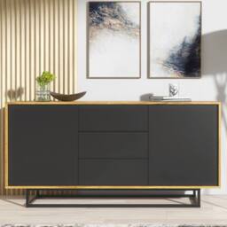 Creative Furniture Vista Loft Sideboard 140cm - Dark Oak & Black Doors