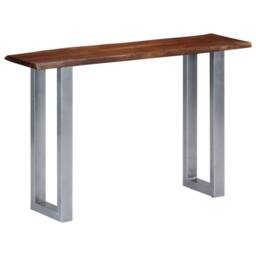 Berkfield Home Sturdy Console Table 115x35x76 cm Solid Aacia Wood & Iron in Brown - Size: 115 x 35 x 76 cm - thumbnail 9