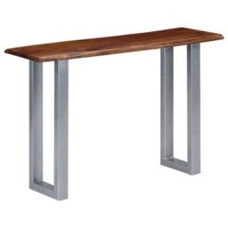 Berkfield Home Sturdy Console Table 115x35x76 cm Solid Aacia Wood & Iron in Brown - Size: 115 x 35 x 76 cm - thumbnail 8