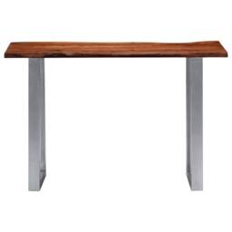 Berkfield Home Sturdy Console Table 115x35x76 cm Solid Aacia Wood & Iron in Brown - Size: 115 x 35 x 76 cm - thumbnail 3