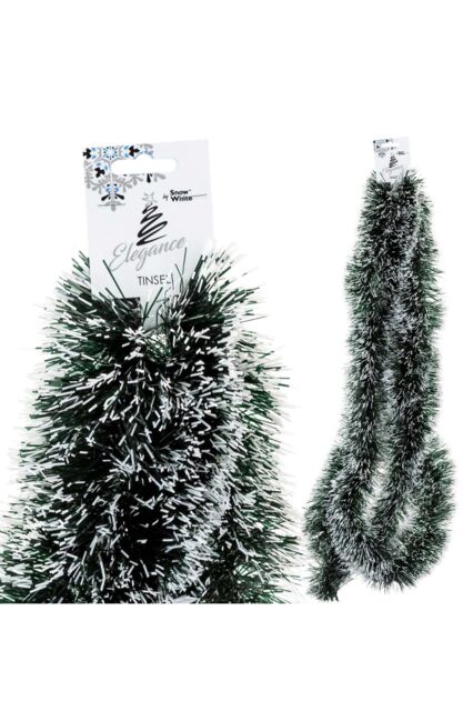 VFM e-Store Black Snow Tipped Tinsel Christmas Trees Decoration (3m x 10 cm) in Green - Size: 3m x 10 cm - image 1