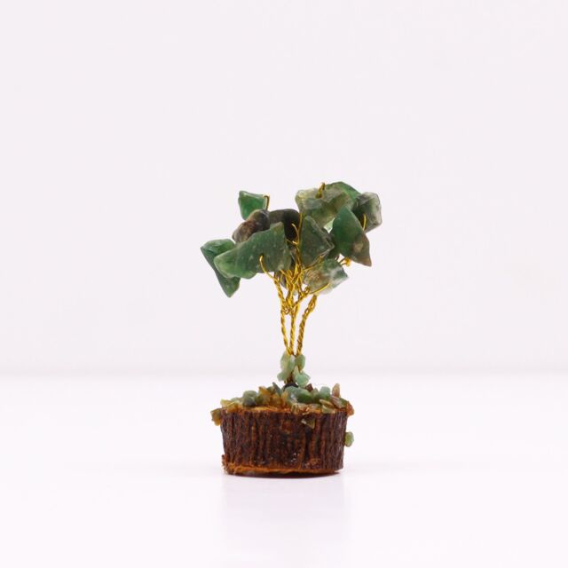 KDMD Mini Gemstone Tree On Wood Base - Green Aventurine (15 stones) - image 1