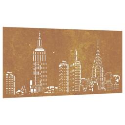 Berkfield Home Garden Wall Decoration 105x55 cm Corten Steel Skyline Design in Brown - thumbnail 3