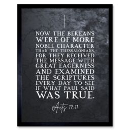 Artery8 Wall Art Print Acts 17:11 They Received The Message With Great Eagerness Christian Bible Verse Quote Scripture Typography Art Framed - thumbnail 1