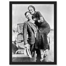 Artery8 Clyde Barrow Gang Bonnie Parker Outlaw Criminal Photo Artwork Framed Wall Art Print A4 in Black - thumbnail 1