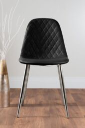 FurnitureboxUK Carson White Marble Effect Square Dining Table & 2 Faux Leather Corona Silver Chairs in Black - thumbnail 5