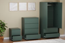 Home Discount Vida Designs Denver Bedroom Set (2 Dr Bedside, 4 Dr Chest, Wardrobe) in Green - thumbnail 5