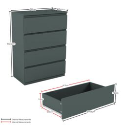 Home Discount Vida Designs Denver Bedroom Set (2 Dr Bedside, 4 Dr Chest, Wardrobe) in Green - thumbnail 3