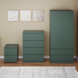 Home Discount Vida Designs Denver Bedroom Set (2 Dr Bedside, 4 Dr Chest, Wardrobe) in Green - thumbnail 7
