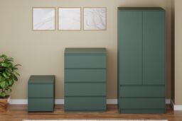 Home Discount Vida Designs Denver Bedroom Set (2 Dr Bedside, 4 Dr Chest, Wardrobe) in Green - thumbnail 9