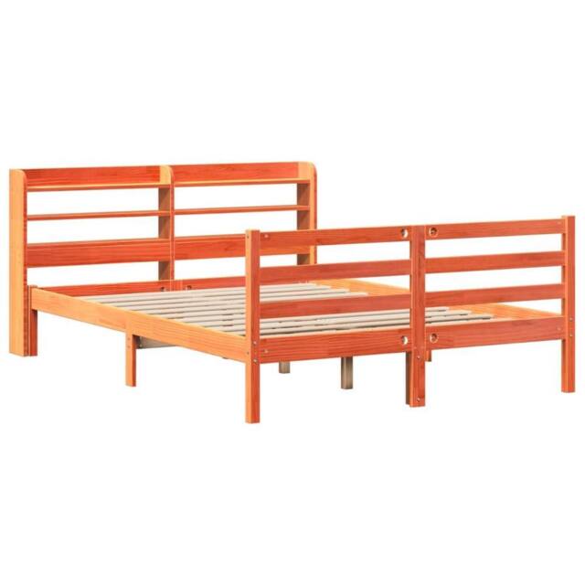 Berkfield Home Sleek Bed Frame without Mattress Wax Brown 135x190 cm Double Soli - image 1