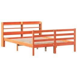 Berkfield Home Sleek Bed Frame without Mattress Wax Brown 135x190 cm Double Soli - thumbnail 1