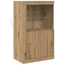 Berkfield Home Sideboard with LED Lights Artisan Oak 60, 5x37x100 cm in Brown - Size: 5 x 37 x 100 cm - thumbnail 2