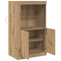 Berkfield Home Sideboard with LED Lights Artisan Oak 60, 5x37x100 cm in Brown - Size: 5 x 37 x 100 cm - thumbnail 6