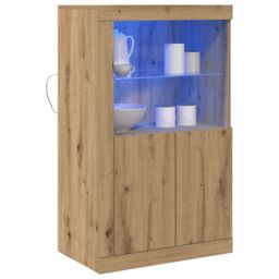 Berkfield Home Sideboard with LED Lights Artisan Oak 60, 5x37x100 cm in Brown - Size: 5 x 37 x 100 cm - thumbnail 3