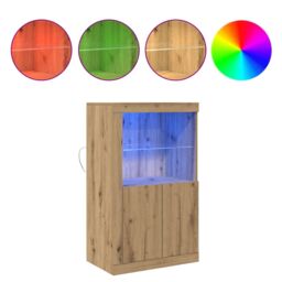 Berkfield Home Sideboard with LED Lights Artisan Oak 60, 5x37x100 cm in Brown - Size: 5 x 37 x 100 cm - thumbnail 4