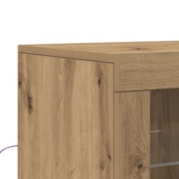 Berkfield Home Sideboard with LED Lights Artisan Oak 60, 5x37x100 cm in Brown - Size: 5 x 37 x 100 cm - thumbnail 9