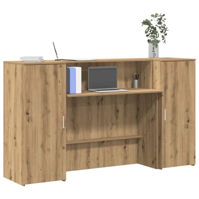 Berkfield Home Reception Desk Artisan Oak 180x50x103.5 cm Engineered Wood in Brown - image 1