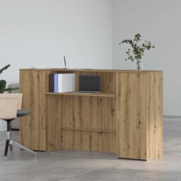 Berkfield Home Reception Desk Artisan Oak 180x50x103.5 cm Engineered Wood in Brown - thumbnail 3