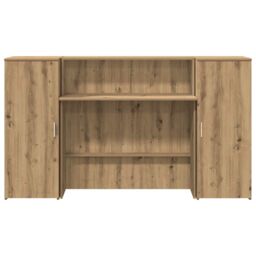 Berkfield Home Reception Desk Artisan Oak 180x50x103.5 cm Engineered Wood in Brown - thumbnail 5
