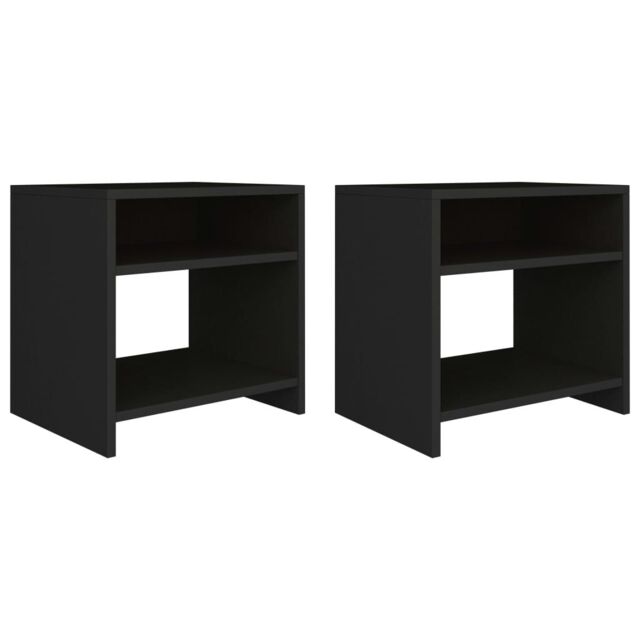 Berkfield Home Bedside Cabinets 2 pcs Black 40x30x40 cm Engineered Wood - Size: 40 x 30 x 40 cm - image 1