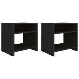 Berkfield Home Bedside Cabinets 2 pcs Black 40x30x40 cm Engineered Wood - Size: 40 x 30 x 40 cm - thumbnail 1