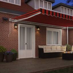 Berkfield Home Manual Retractable Awning with LED in Orange & Brown, 500x300 cm - thumbnail 3