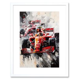 "Artery8 Wall Art Print Grand Prix Track Circuit Cars Racing Paint Splat Artwork Framed 9X7 Inch in White - Size: W7"" x H9""" - thumbnail 1