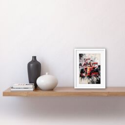 "Artery8 Wall Art Print Grand Prix Track Circuit Cars Racing Paint Splat Artwork Framed 9X7 Inch in White - Size: W7"" x H9""" - thumbnail 2
