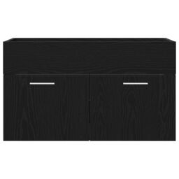 Berkfield Home Black Oak Bathroom Sink Cabinet - 80x38.5x46 cm, Made from Engineered Wood - Size: 80x38.5x46 cm - thumbnail 7