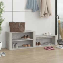 Berkfield Home Shoe Cabinet Concrete Grey 150x35x45 cm Engineered Wood - Size: 150 x 35 x 45 cm - thumbnail 1