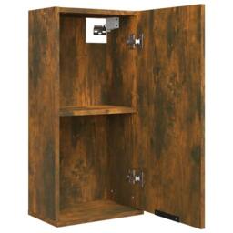 Berkfield Home Wall-mounted Bathroom Cabinet Smoked Oak 32x20x67 cm in Brown - Size: 32 x 20 x 67 cm - thumbnail 8
