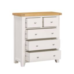 Home Source Solid Wooden Storage Chest 5 Drawer Bedroom Clothing Storage Organiser in White - thumbnail 4