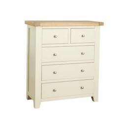 Home Source Solid Wooden Storage Chest 5 Drawer Bedroom Clothing Storage Organiser in White - thumbnail 8