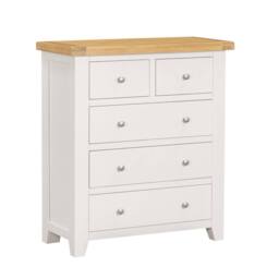 Home Source Solid Wooden Storage Chest 5 Drawer Bedroom Clothing Storage Organiser in White - thumbnail 3