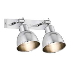 Netlighting Eufrat Twin Dome Wall Lamp Brushed Chrome in Grey