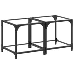 Berkfield Home Coffee Tables with Transparent Glass Top 2 pcs 40x40x40 cm Steel in Brown - Size: 40 x 40 x 40 cm - thumbnail 2