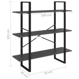 Berkfield Home Modern Book Cabinet Grey 100x30x105 cm Engineered Wood - Size: 100 x 30 x 105 cm - thumbnail 7
