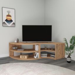 "Destina Home Multifunctional Corner TV Stand, Bookshelf & Table for TVs Up to 78"" in Light Tan - Size: 2 Pack" - thumbnail 4