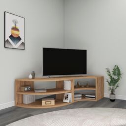 "Destina Home Multifunctional Corner TV Stand, Bookshelf & Table for TVs Up to 78"" in Light Tan - Size: 2 Pack" - thumbnail 7