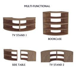 "Destina Home Multifunctional Corner TV Stand, Bookshelf & Table for TVs Up to 78"" in Light Tan - Size: 2 Pack" - thumbnail 2